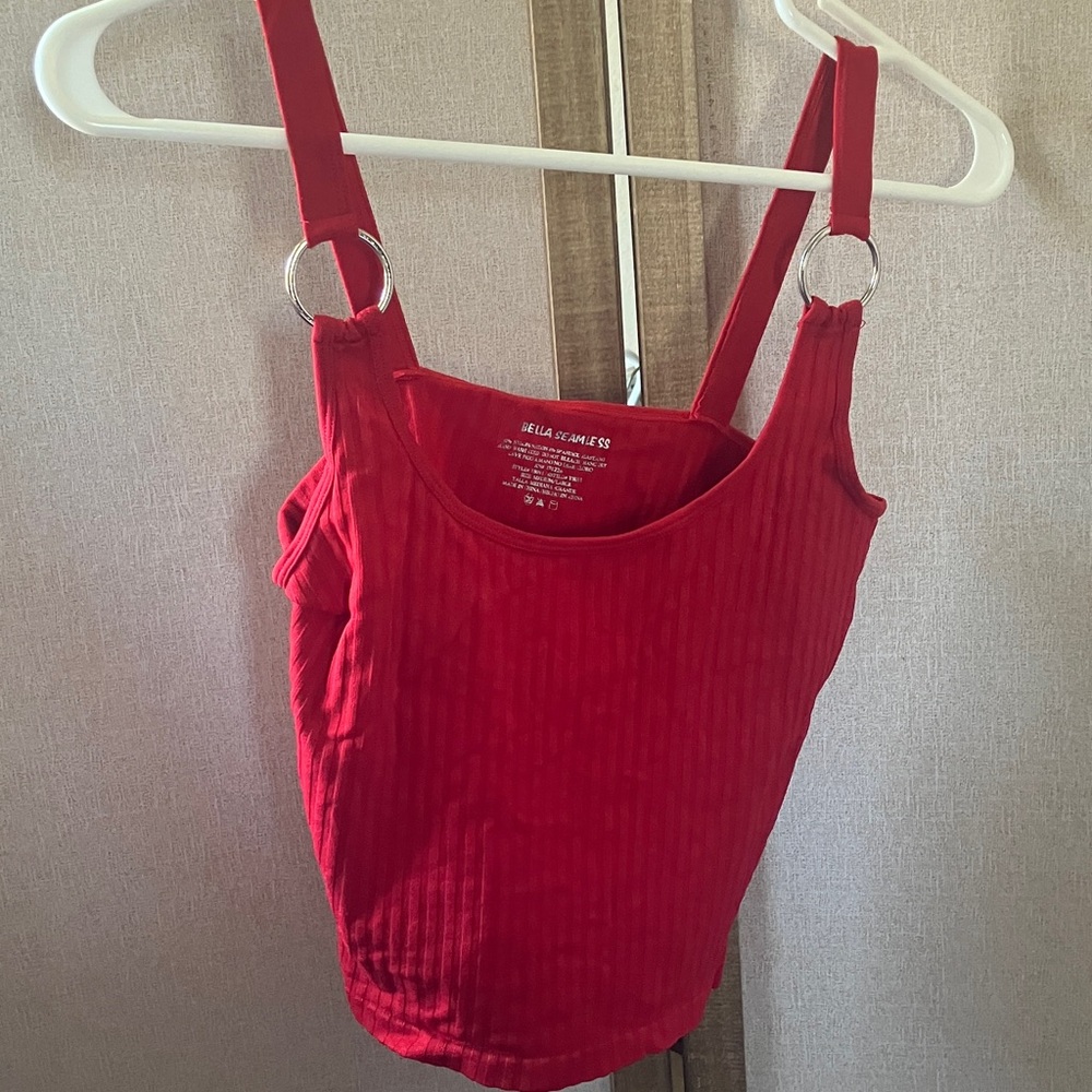 Bella seamless Red Ribbed Women's Top medium